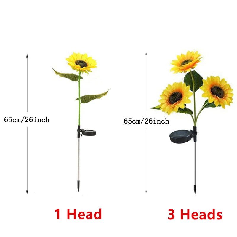 3 Heads 1 Head Solar Simulation Sunflower LED Lights