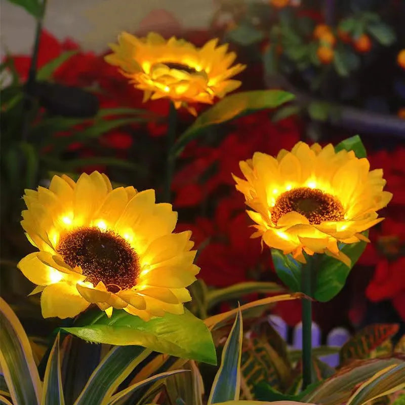 3 Heads 1 Head Solar Simulation Sunflower LED Lights