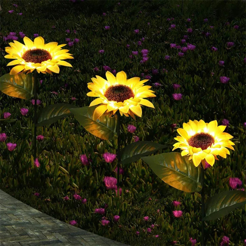 3 Heads 1 Head Solar Simulation Sunflower LED Lights