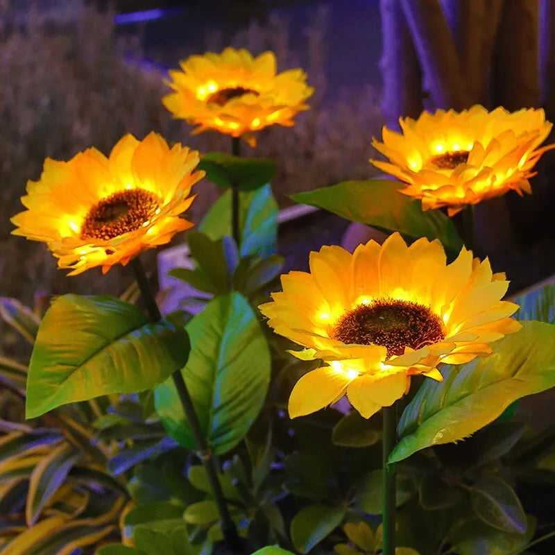 3 Heads 1 Head Solar Simulation Sunflower LED Lights
