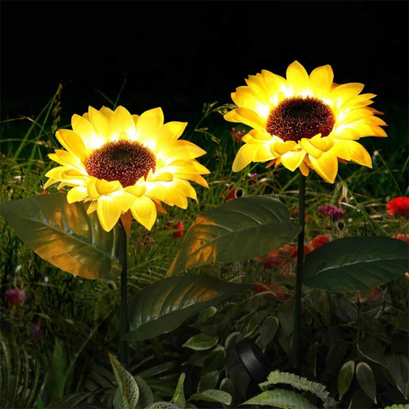3 Heads 1 Head Solar Simulation Sunflower LED Lights