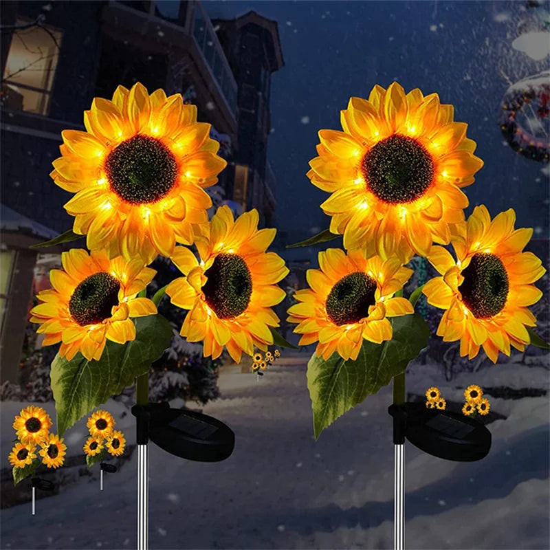 3 Heads 1 Head Solar Simulation Sunflower LED Lights