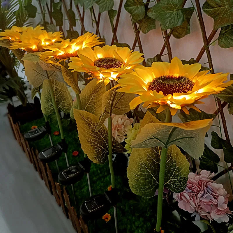 3 Heads 1 Head Solar Simulation Sunflower LED Lights