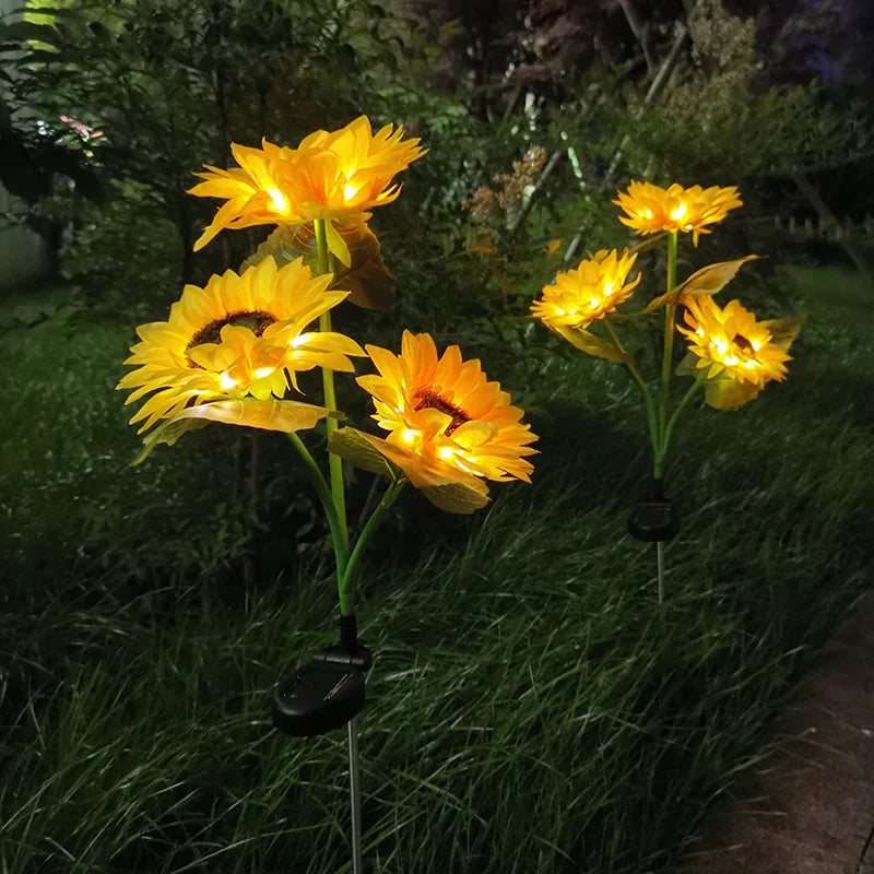 3 Heads 1 Head Solar Simulation Sunflower LED Lights